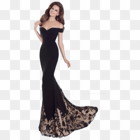 Evening Dresses Png Free Images - Elegant Long Gown Black, Transparent Png - dresses png