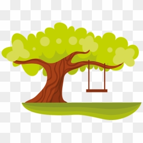 Large Green Tree Clipart - Cartoon Tree With Swing, HD Png Download - large tree png
