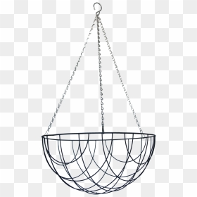 Metal Hanging Basket - Line Art, HD Png Download - hanging flowers png