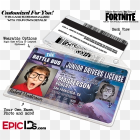 Fortnite Inspired Battle Bus Junior Drivers License - Style, HD Png Download - fortnite bus png