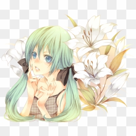 Transparent Anime Girl With Flowers , Png Download - Anime Girl On Transparent Background, Png Download - anime flowers png