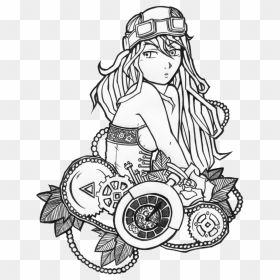 Drawn Goggles Steampunk - Line Art Black And White Png Steampunk, Transparent Png - steampunk goggles png