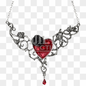 Transparent Rose Heart Png - Rose And Heart Necklace, Png Download - gothic heart png