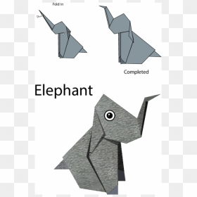 Step By Step Easy Origami Elephant, HD Png Download - folded paper png