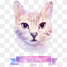 Cat Kitten Watercolor Painting Illustration , Png Download, Transparent Png - kitten face png