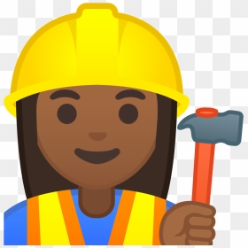 Woman Construction Worker Medium Dark Skin Tone Icon - Emoji Construction Worker, HD Png Download - construction helmet png
