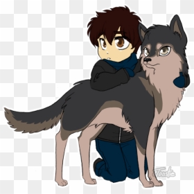 Boy And Wolf Cartoon, HD Png Download - anime wolf png