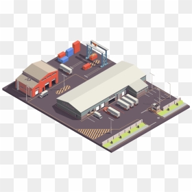 Transport Camion Cross Border - Industrial Building Isometric Vector, HD Png Download - technology border png