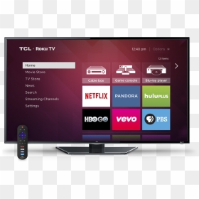 Tcl Roku Tv Front With Ui Remote - Tcl 37 Inch Roku Tv, HD Png Download - roku icon png