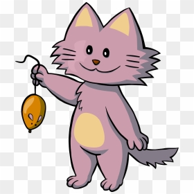 Cartoon Cat Holding Mouse Clipart - Disegno Gatto E Topo, HD Png Download - mouse clipart png