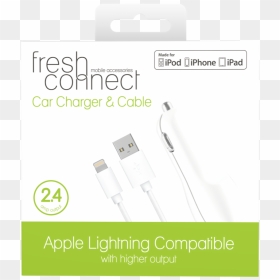 Fresh & Connect Lighting Cable With Car Charger - Usb Cable, HD Png Download - iphone charger png