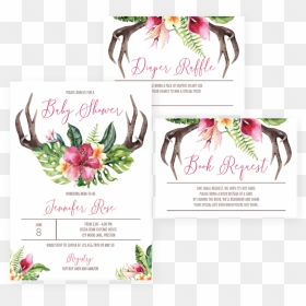 Floral Antler Baby Shower Invitation Set Download By - Portable Network Graphics, HD Png Download - bohemian png