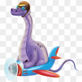 Diplodocus Flies In A Tiny Airplane In Dinosaur Derby, - Cartoon, HD Png Download - spinosaurus png