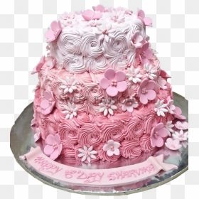 3 Tier Pink Swirls Cake - Cake 3 Step Pink, HD Png Download - pink swirls png