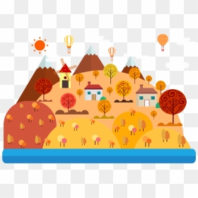 Clip Art Transparent Drawing Cartoon Illustration Autumn - Autumn Rural Town Clipart, HD Png Download - fall clip art png