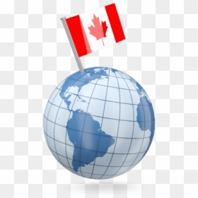 Earth With Flag Pin - Earth With Canada Flag, HD Png Download - earth png icon