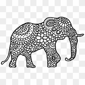 Clipart Elephant Bohemian - Bohemian Elephant Black And White Clip Art, HD Png Download - bohemian png