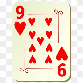 Nine Of Hearts Vector Image - 9 On A Deck Of Cards, HD Png Download - hearts vector png