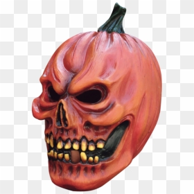 Scary Pumpkin Mask Orange With Green Stem And Yellow - Costume, HD Png Download - horror face png