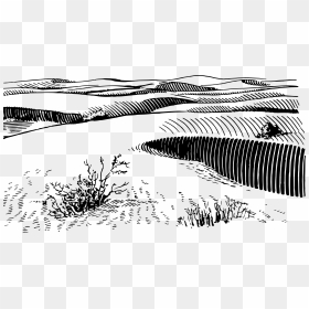 Sand Dunes Clip Arts - Desert Black And White, HD Png Download - sand dunes png