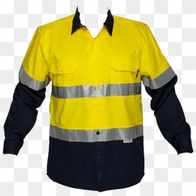 Image For Yellow Button Up Safety Jacket From Aurora - Long-sleeved T-shirt, HD Png Download - yellow button png
