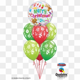 Merry Christmas Bubble Balloon Bouquet - Bouquet Balloon Birthday Flowers, HD Png Download - baloes png