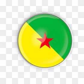 Round Button With Metal Frame - French Guiana Flag Round, HD Png Download - yellow button png