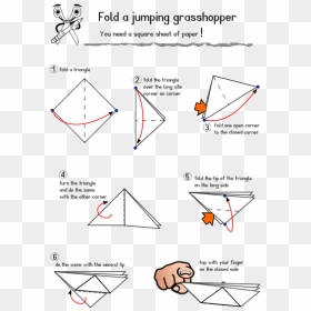 Instructions For Making A Paper Grasshopper Vector - Drawing, HD Png Download - flying paper png