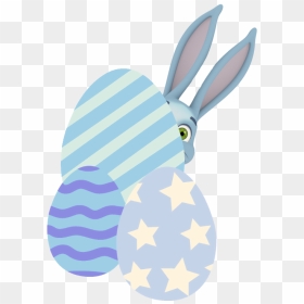Easter Bunny Hiding Behind Easter Eggs - Illustration, HD Png Download - easter bunny ears png