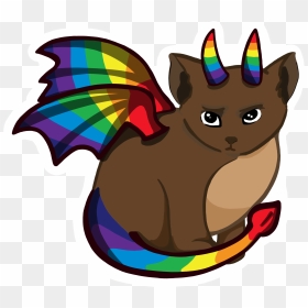 Rainbow Cat Dragon Sticker - Cartoon, HD Png Download - real rainbow png