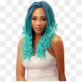 Model Wearing Mt/galaxy - Hot Water Curls Braids, HD Png Download - braids png