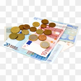 A Pile Of Euro Notes And Coins - Euros Argent, HD Png Download - pile of coins png