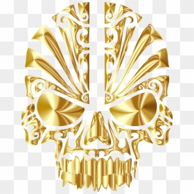Skull,yellow,bone - Gold Skull Designs Png, Transparent Png - gold skull png