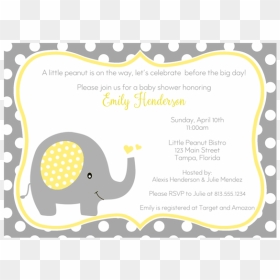 Baby Shower Invitations Elephants Yellow, HD Png Download - baby shower elephant png