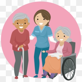 Elderly Caring Clipart - Home Health Aide Cartoon, HD Png Download - elderly png