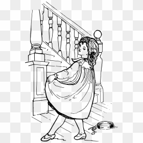 Dancing Girl And Stairs Clip Arts - Girl Going Down Stairs Black And White Clipart, HD Png Download - dancing girl png