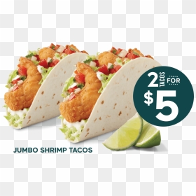 2 For $5 - Jumbo Shrimp Tacos Del Taco, HD Png Download - tacos mexicanos png