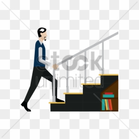 Man Walking Up A Stairs Vector Image - Sitting, HD Png Download - person walking up stairs png