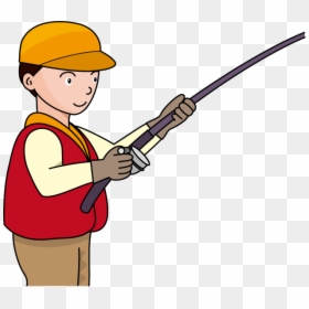 Clipart Fisherman With Rod, HD Png Download - fishing hat png