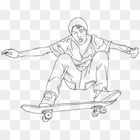 Skateboarding Black And White Clipart, HD Png Download - skateboard silhouette png