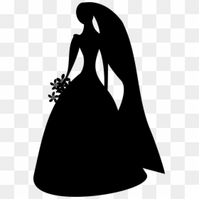 Girl In Wedding Dress Silhouette, HD Png Download - flowers silhouette png