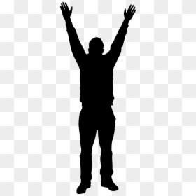 Person Hands Up Silhouette, HD Png Download - standing silhouette png