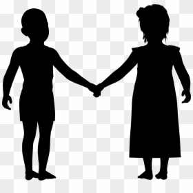 Boy And Girl Holding Hands Silhouette Png, Transparent Png - standing silhouette png