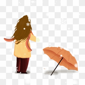 Fresh Hand Drawn Beautiful Winter Png And Psd - Umbrella, Transparent Png - beautiful girl png