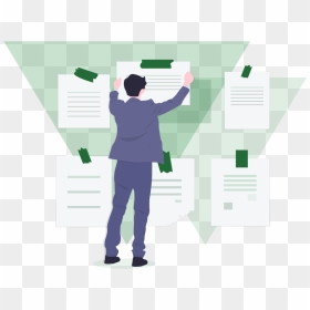 Man Going Over Recruiter Notes For A Non-profit Organization - Standing, HD Png Download - person walking up stairs png