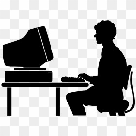 Laptop Computer Keyboard Computer Monitors Clip Art - Silhouette Person At Computer, HD Png Download - computer silhouette png