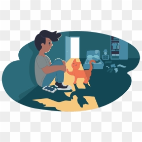Sad Boy Sitting With Orange Cat - Suicide Clipart, HD Png Download - sad guy png