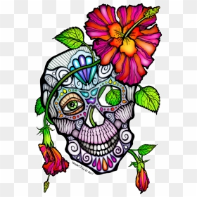 Sugar Skull Flowers Pictures And Cliparts Free - Clip Art, HD Png Download - dead flowers png