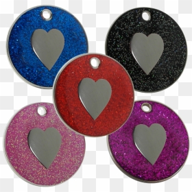 Glitter Pet Id Dog Tags With Heart Motif - Heart, HD Png Download - glitter heart png