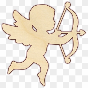 Cupid With Bow And Arrow Unfinished Wood Cut From 1/4 - Cupid Cut Out Png, Transparent Png - cupid arrow png